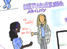 Networking and graphic recording in Denver, CO by Sue Fody of Got It! Learning Designs.